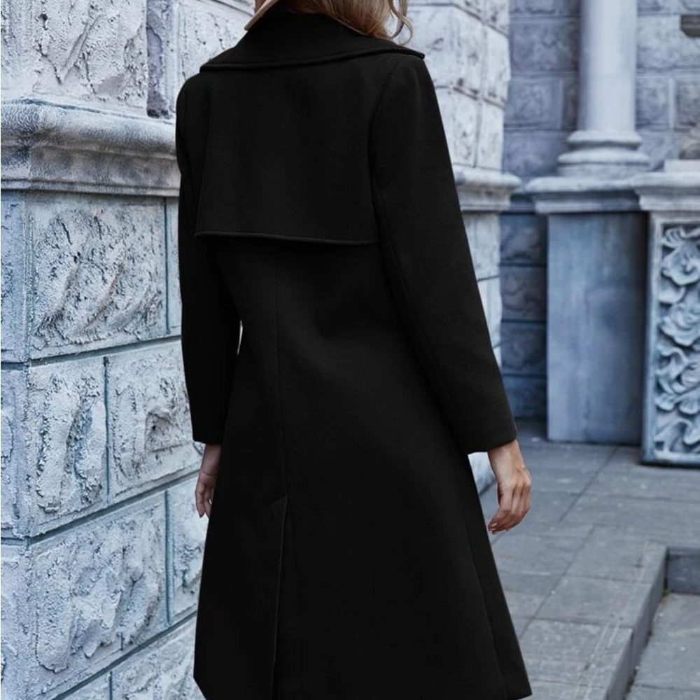 Camel double breasted button trench pea coat - Picture 7 of 16